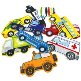 LESONWO 9PCS Kids Iron on Patches, Cute Patches for Clothes, Truck Patch Car Appliques DIY Sew on Patch for Hats Jackets Bags Jeans (Car002)