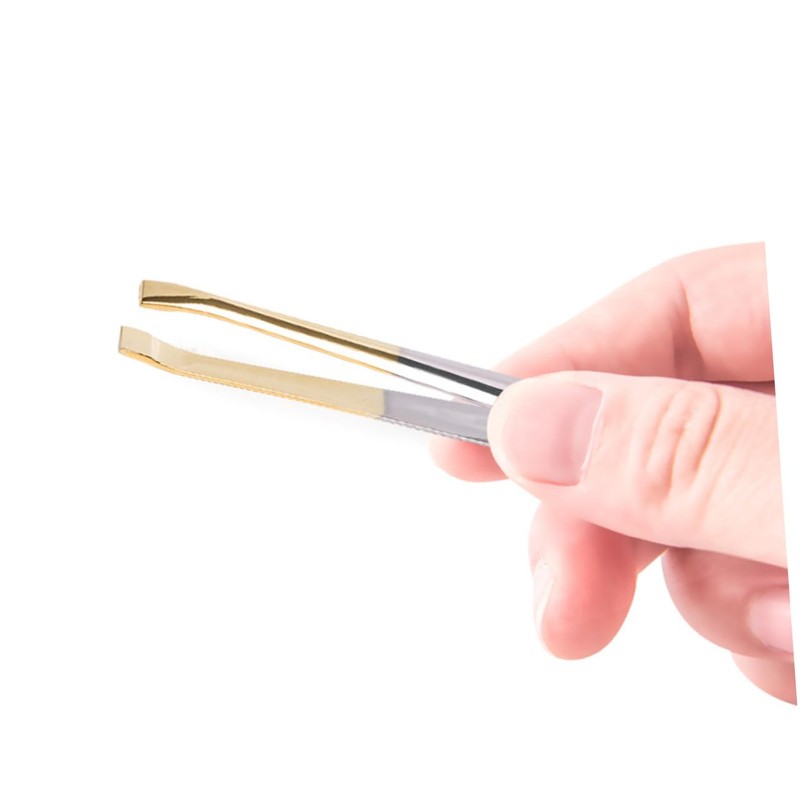 Ipetboom 1set Electroplated Stainless Steel Eyebrow Tweezers with Flat Mouth