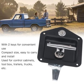 Stainless Steel Heavy Duty Tool Box Lock,T Shape Embedded Paddle Latch Lock Cabinet Door Panel Lock with Keys for Control Cabinets, Tool Boxes