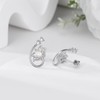 Lotus Flower Earrings for Women Silver 925 Moonstone Stud Earrings