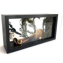 WANLIAN Shadow Box Frame,Wooden Double-Sided High-Definition Plexiglass Storage Box, DIY Display Box, Suitable for Dried Flowers, Specimens, Handicrafts, Baby Souvenirs and Photos (Black)