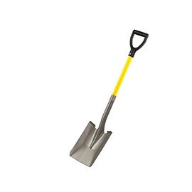 Bon Tool Bon 28-109 Contractor Grade Square Point Shovel with 27-Inch D Style Fiberglass Handle, Square - 11 1/2" X 9 1/2"