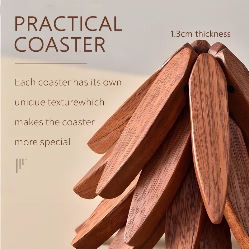 4pcs Wooden Trivets, Yellow-Brown Tree Coasters - Table Decoration for