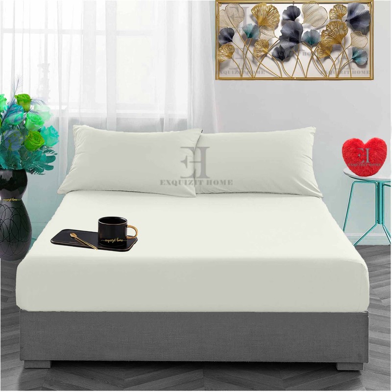 Fitted Bed Sheet Flannelette 100% Brushed Cotton Plain Dyed Fitted