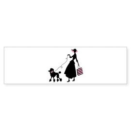 CafePress French Poodle Shopping Woman Bumper Sticker Sticker (Bumper 50 pk)
