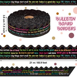 Outus 68.9 ft Magnetic Bulletin Board Border Magnetic Whiteboard Border for Classroom Roll Strips Chalkboard Wall Refrigerator Whiteboards Decor(Chalkboard)