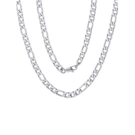 ChainsPro Men's Figaro Chain Necklace 6 mm Wide Figaro Chain Stainless Steel Figaro Chain Necklace Silver/Black/Gold-Plated Colour 46/51/55/61/66/71/76 cm, Stainless Steel