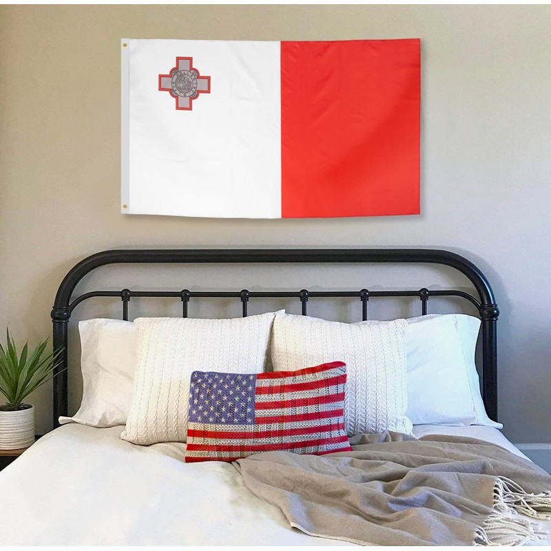 DANF Malta Flag 3x5 Ft Thick Polyester, Fade Resistant, Brass