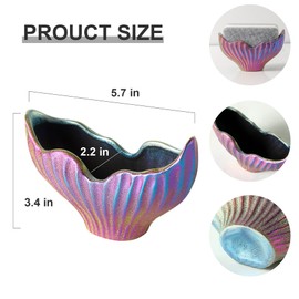 Uiddo Sponge Holder for Kitchen Sink, Ceramic Dish Sponge Holder with Fishtail Design, Sink Caddy Organizer for Countertop, Farmhouse Kitchen Decor, Compact Sink Caddy Dish Sponge Holder(Rainbow)