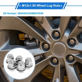 X AUTOHAUX 5 Pcs M12x1.50 Lug Nuts for Toyota Corolla 1987-2008/2019-2021 Alloy Steel Wheel Lug Nuts No.9094201033/MB579290 Silver Tone