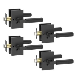 Amerdeco 4 Pack Privacy Door Handles, Matte Black Interior, Knurled Lever, Heavy Duty for Bedroom and Bathroom, Reversible Keyless for Right & Left Side AM0032