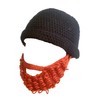 Handmade Knitted Hat Beanie with Removable Red Beard, Black &