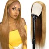 Tuheerst Blonde Human Hair Wig, Straight Real Hair Wig, Women's