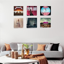 Yotlein Pack of 4 Vinyl Record Wall Mounts, Vinyl Record Holder Wall Transparent CD Wall Mount Acrylic Shelf for Book Photo Picture Collectibles (Transparent)