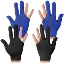 2 Pairs Billiard Gloves Billiard Room Professional Breathable Elastic High-End Unisex Triple Finger Gloves for Left and Right Hand
