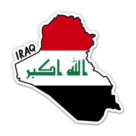 Squiddy Iraq Map with Flag - Vinyl Sticker for Car, Laptop, Notebook - 5"