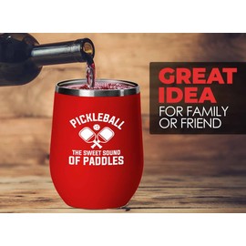 Pickleball Red Edition Wine Tumbler 12oz - The sweet sound - Ball Game pop tennis rackets netball handlball