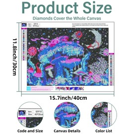 Diamond Art Kits for Adults - Mushroom Diamond Painting Kits Art for Adults,Diamond Art,Gem Art Kits for Home Wall Decor 12x16inch