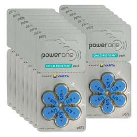 Power One hearing aid batteries size 675 - p675 battery for hearing aid, long-lasting. Mercury-free 1.45v zinc-air hearing aid batteries (90 batteries) - Expire May-2028