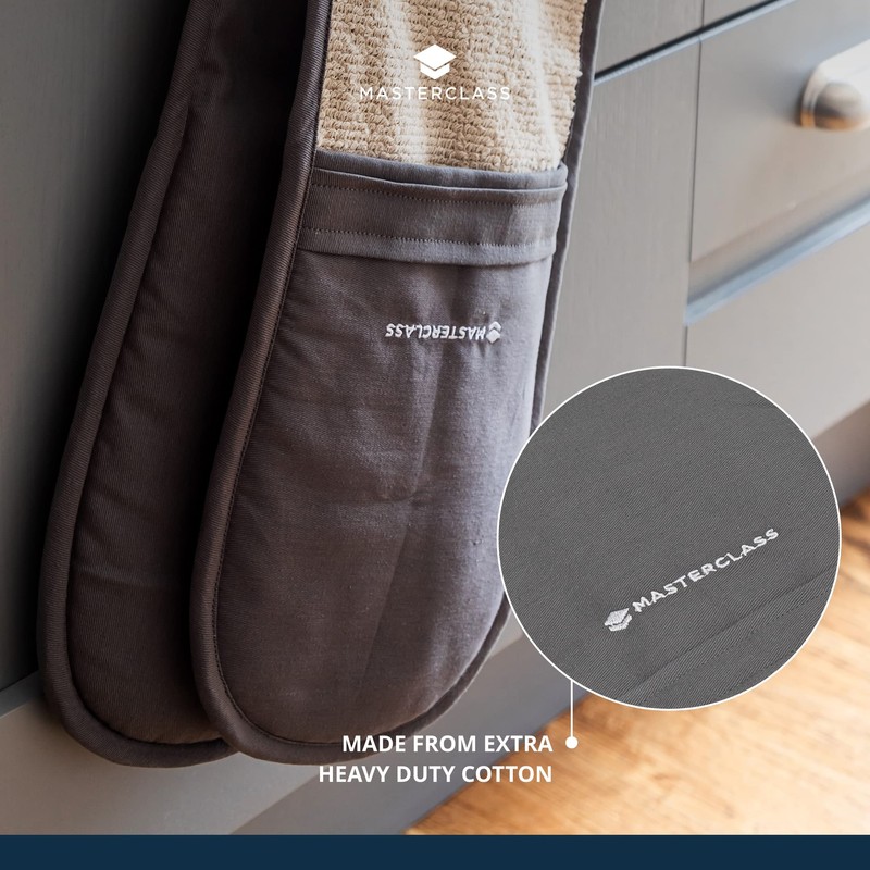 MasterClass Deluxe Professional Oven Gloves, Heat Resistant and Double-Sided Mitts,