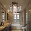 Q&S Small Crystal Ceiling Light Fixture Flush Mount,Black Ceiling Lights