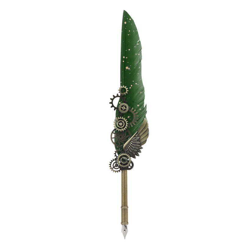 Retro Feather Pen Set Vintage Map Pattern Quill Pen Set