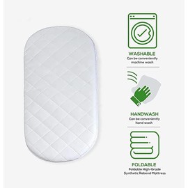 Microfibre Hypoallergenic Quilted Baby Fully Breathable Mattresses Will Fit the Boori Oasis Stokke Oval Mamas & Papas and Mothercare Moses Baskets (74 x 30 x 3.5 cm)