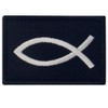 Jesus Fish Ichthys Embroidered Velcro Patch, Black and White