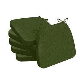 AAAAAcessories D-Shaped Chair Cushions, 2" Thick Dining Chair Pads with Ties and Removable, Machine-Washable Cover, 17" x 16", Set of 6, Dark Olive Green