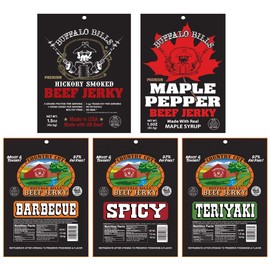 Buffalo Bills 15-Piece Beef Jerky & Beef Stick Sampler Black Velour Wine Gift Bag (15 mixed packs)