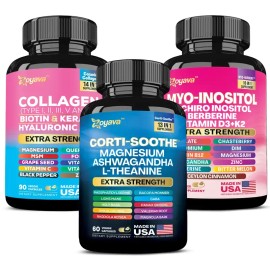 She Shines Set - Zoyava Ultimate Women's All-in-One Supplement with Corti-Soothe, Myo-Inositol, Collagen & Extra Strength Ingredients - Made in USA