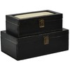 DECOR4SEASON Decorative Wooden Box with Linen Hinged Lid - for