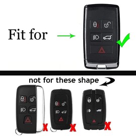 ontto Leather Key Fob Cover Keyring for Land Rover Defender Discovery Sport New Range Rover Evoque Sport Velar Jaguar E-Pace I-Pace accessories Alu Alloy Key Case keychain key Holder White