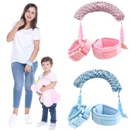 Pack of 2 Children's Safety Leads, Safety Harness, Hand Strap, Baby Anti-Lost Belt with Safety Lock, 360° Rotation, Elastic Wire Rope, Breathable Cotton Wrist Band