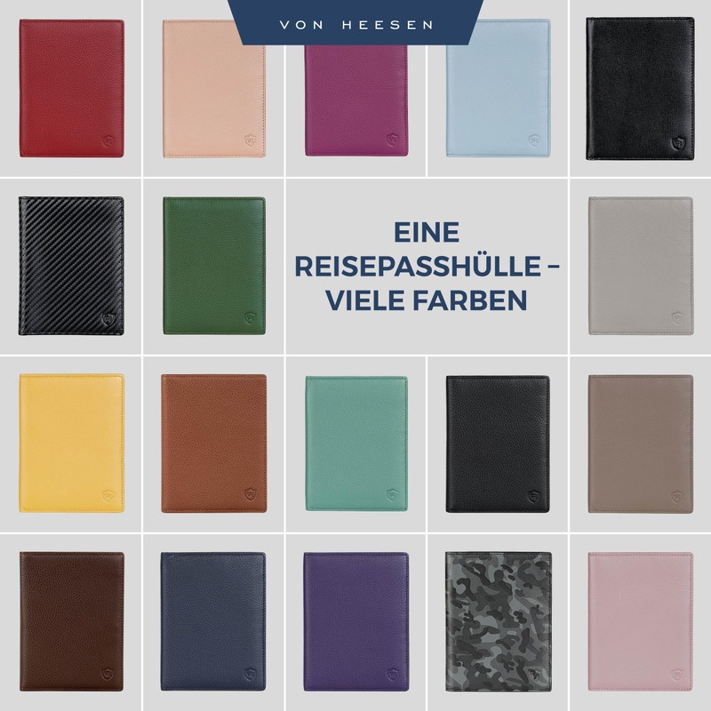 VON HEESEN Passport Holder Leather with RFID Protection for Men