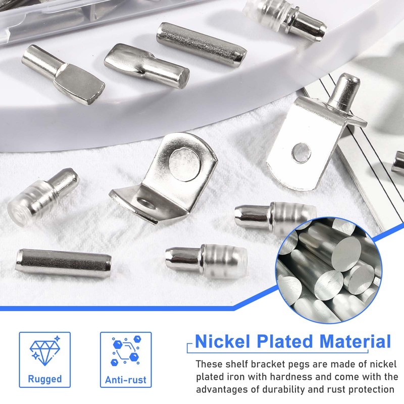 110pcs Shelf Support Pegs Pins Kit,L-Shaped Clips Holders for Cabinet
