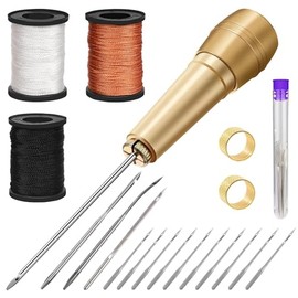 20 Piezas Reparacin De Calzado Zapatos Costura Lonas, Kit de Herramientas de Piel, Kit de Costura de Piel, Kit de Trabajo de Piel con Agujas de Piel, 