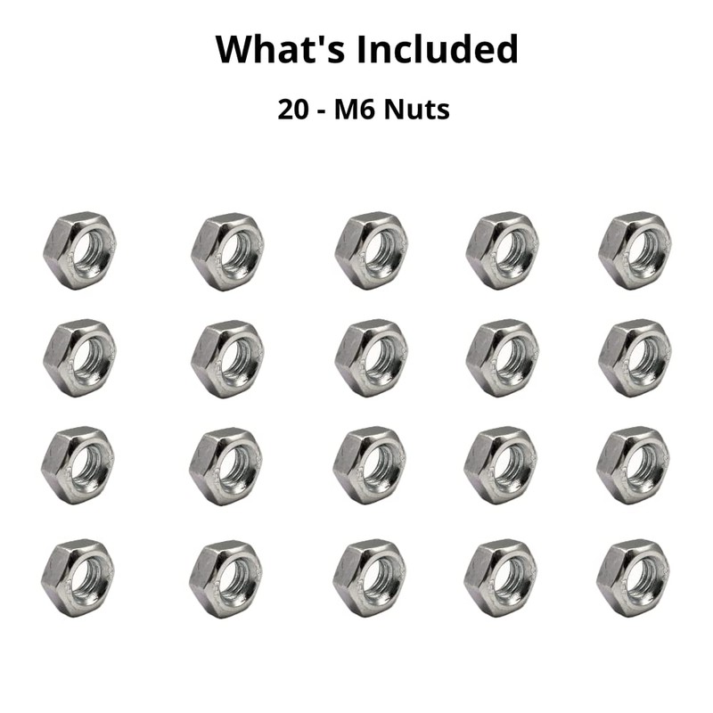 M6 (6mm) Steel Hex Nuts - Standard Thread - Pack