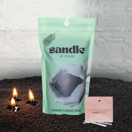 Sandle by Foton Pearled Candle 10 Oz – Black Unscented, Non Toxic Luxury Long Lasting Sand Candles up to 60 Hours - Refillable Sand Candle with 15 Wicks for Candle Making