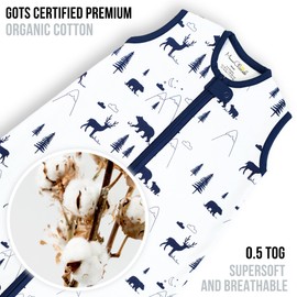 Mama Cheetah Baby Sleep Sack 0.5 TOG, Organic Cotton Baby Wearable Blanket, Swaddle Transition Baby Sleeping Bag, Boy Girl Newborn Infant, S (0-6 Month), 3-Pack