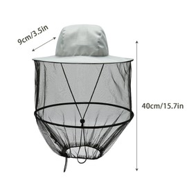 FUIPVGI Mosquito Head Mesh Hat, Sun Hat with Net, Bee Keeper Hat, Quick Dry Wide Brim Sun Protection Bucket Hat for Women Men Outdoor Hiking Gardening Fishing (Grey), gray