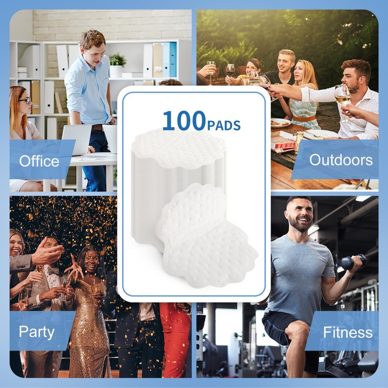 100 Pcs Armpit Sweat Pads, Underarm Sweat Pads for Men