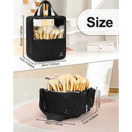 Twofold Makeup Brush Organiser Bag Extra Large Cosmetic Bag for Women Portable Stand-Up Makeup Brush Holder Waterproof Travel Make Up Brush Sets for Makeup Artist