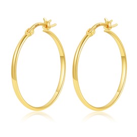 VEEDOFA Gold Hoop Earrings for Women - 14K Gold Plated Hypoallergenic Hoops, 2mm Thin Lightweight Earrings, Gold Hoops for Sensitive Ears, Jewelry Gifts for Birthdays & Anniversaries 30/40/50/60mm