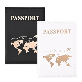 gvivej Passport Covers, Black Passport Holder, Passport Organiser, PU Leather Passport Cover, Passport Cover, Faux Leather Passport Case Holder, for Credit Cards, ID, 2Pack-Black+White, Modern