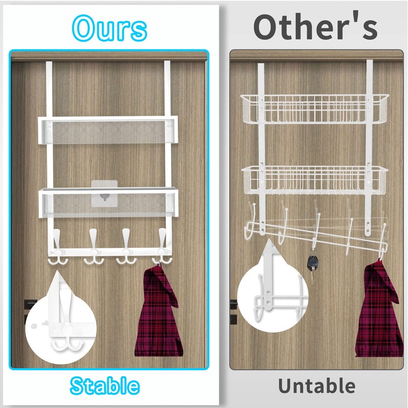 Kaiferty Over The Door Hooks Organizer,Coat Rack with 12 Hooks