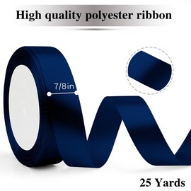 Blue Ribbon 7/8 Inch 25 Yards Navy Blue Ribbon for Flower Bouquet Royal Blue Ribbon for Gift Wrapping Ribbon Blue Satin Ribbon for Hair Hair Ribbons Dark Blue Ribbons for Crafts Christmas Ribbon Candy