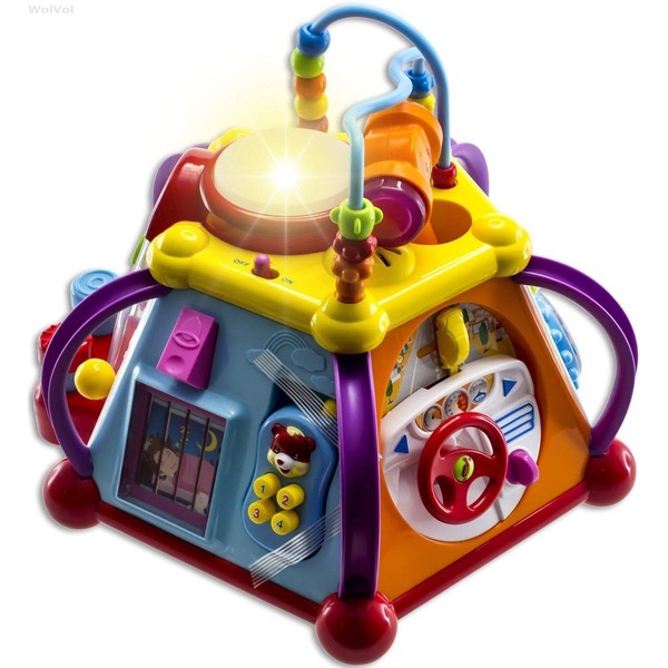 Wolvolk Educational Baby Activity Cube - A Journey of Discovery and Fun with The Activity Cube for Toddlers 1-3, Learning New Skills with Lights and Sounds
