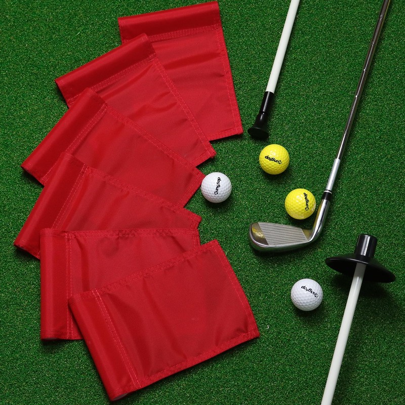 KINGTOP Golf Flag 8x6 Inch - Plain Red, 420D Nylon,