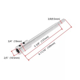 169mm Long Drill Bit Extension Bar for Forstner High Carbon Steel 3/8" Inch Shank Diameter & Allen Key Tool